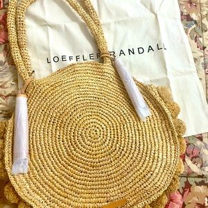 Straw raffia Pom Pom tote bag purse